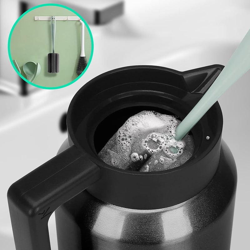 ShineMe Thermal Coffee Carafe, 40oz(1.2L) Stainless Steel Coffee Carafe for Keeping Hot Liquids, Travel Size Insulated Thermal Carafes for Coffee, Tea, Water, Beverage Dispenser(Black) - Image 5